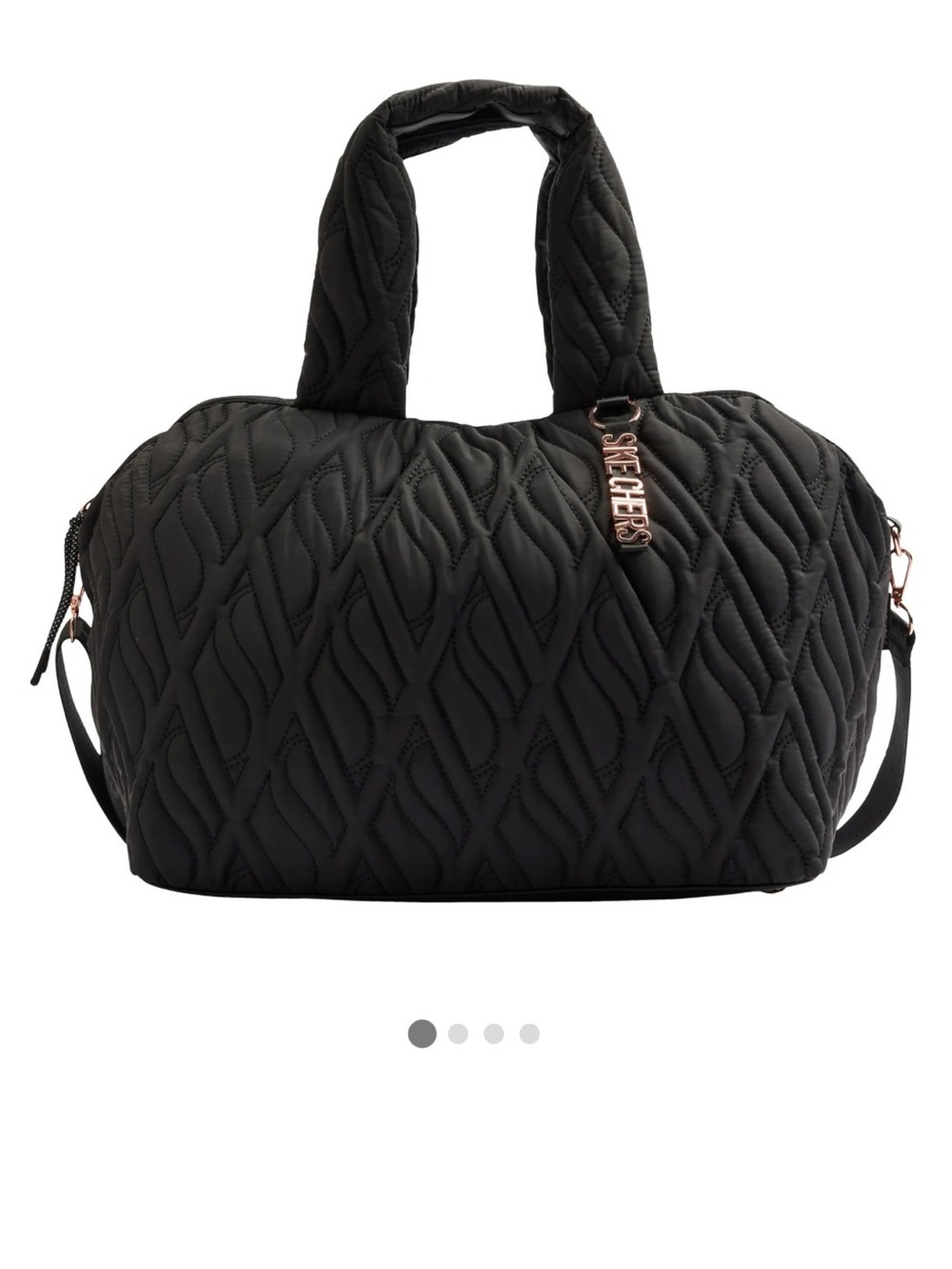 Skechers Quilted Black Travel Weekender with Rose Gold Hardware